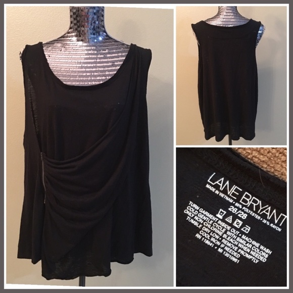 Lane Bryant Black Zipper Wrap  top 26/28 - Picture 1 of 2